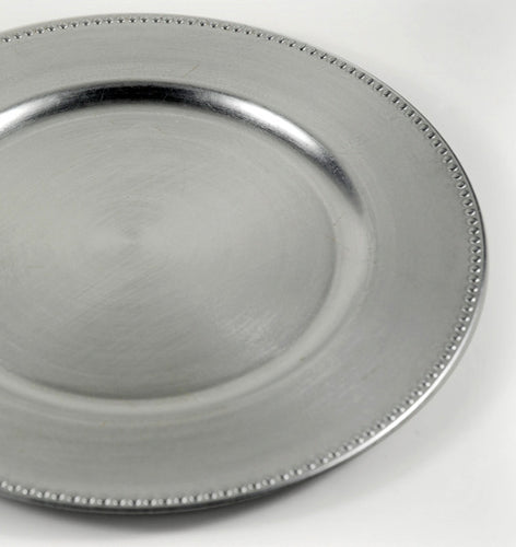 Plate Charger, Silver Beaded