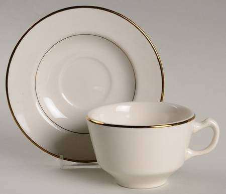 Coffee Cup, Ivory w/ gold trim