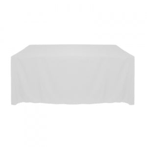 WHITE POLYESTER TABLECLOTH 90X156 in. ROUNDED CORNERS
