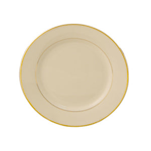 Progressive Pro. 6 1/2 in. Wide Rim, Ivory w/Gold Band Dinner Plate