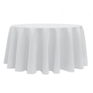 WHITE POLYESTER TABLECLOTH 120 in. ROUND