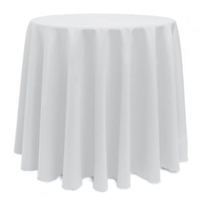 WHITE POLYESTER TABLECLOTH 90 in. ROUND